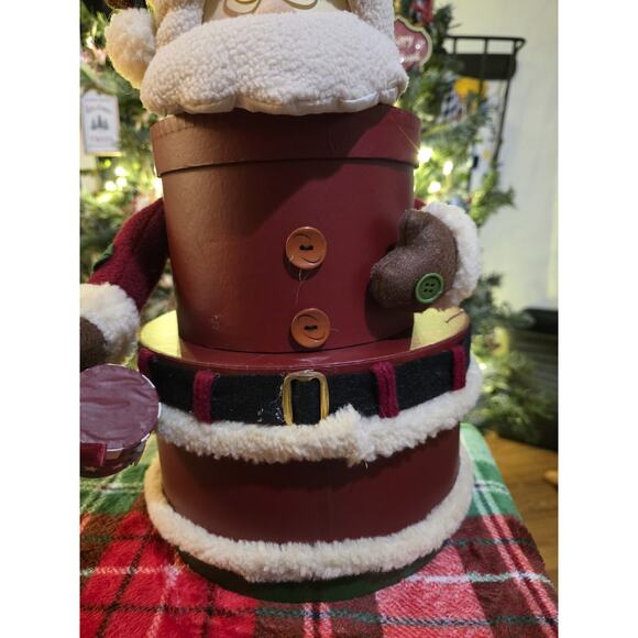 Vintage Santa 3 tier Stacking Nesting Round Boxes 16". Christmas Collectible - Picture 3 of 5